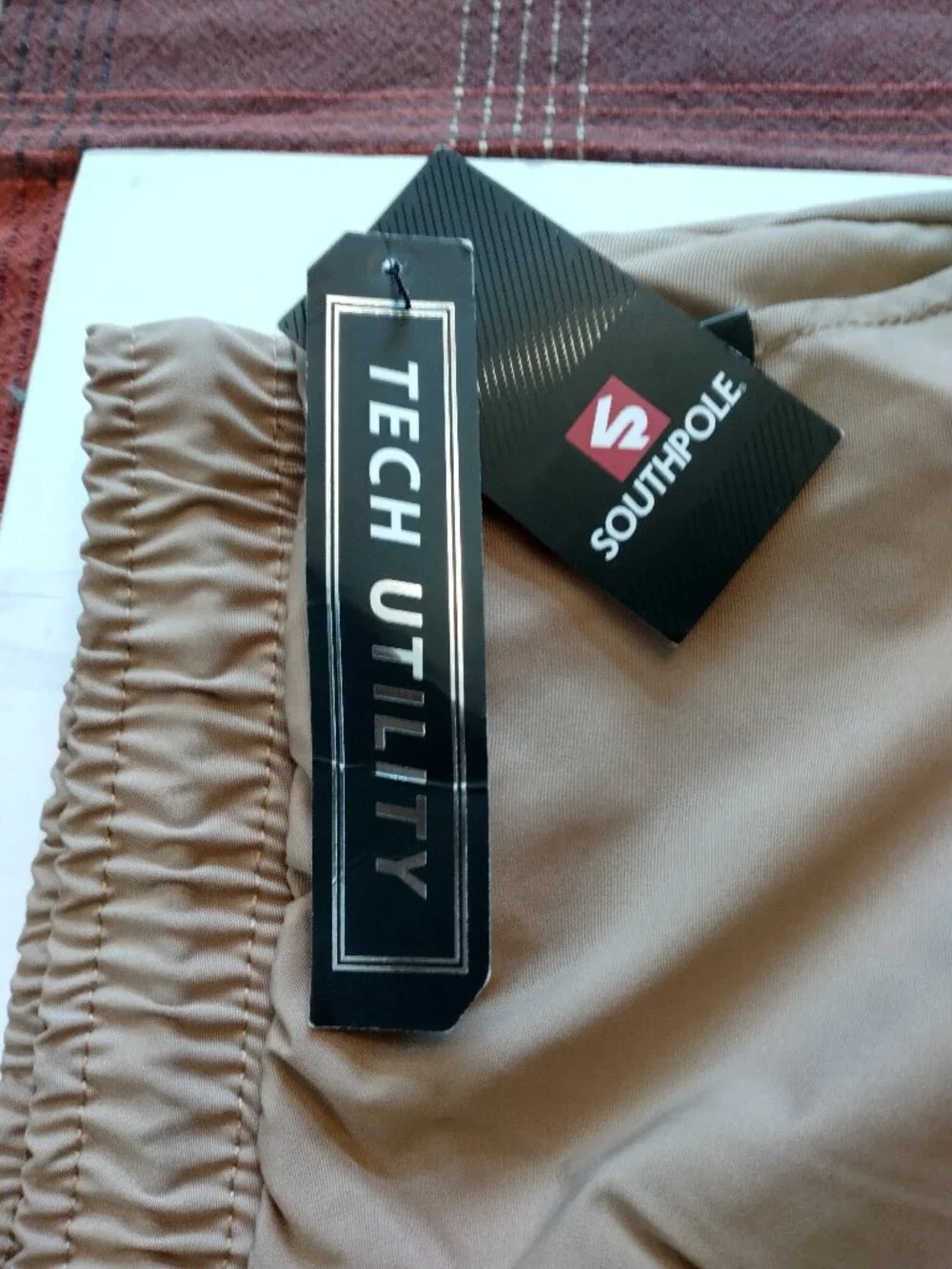 Southpole Pants Mens Large Tan Tech Utility Cargo Joggers Mechanical Stretch New